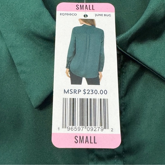 Equipment Small Green Signature Top Silk Look Blouse Button Down Pockets - Picture 4 of 7